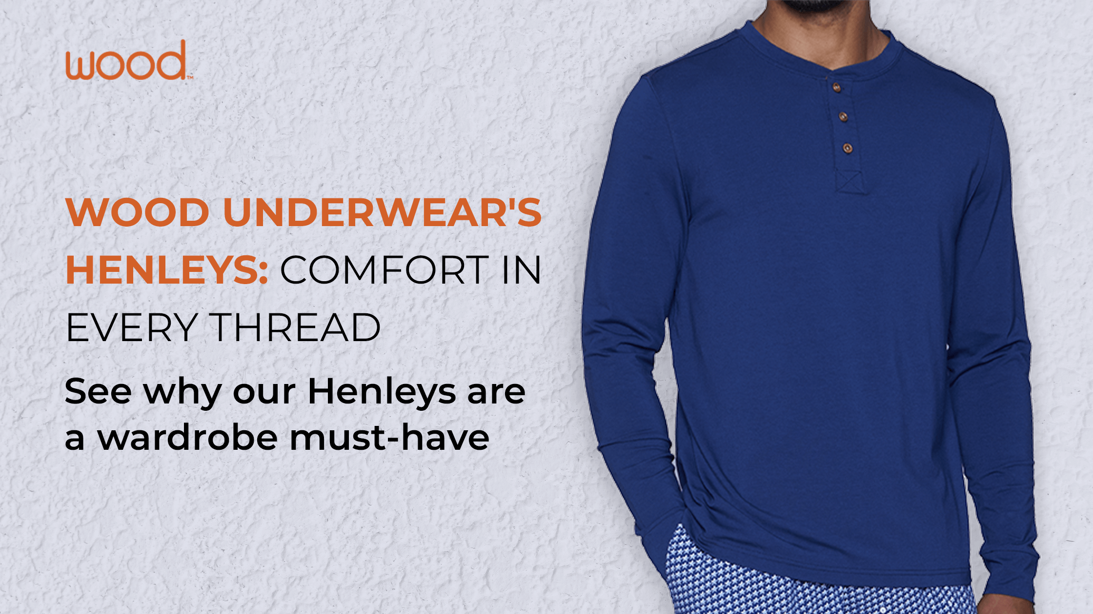  Wood Underwear soft long sleeve Henley